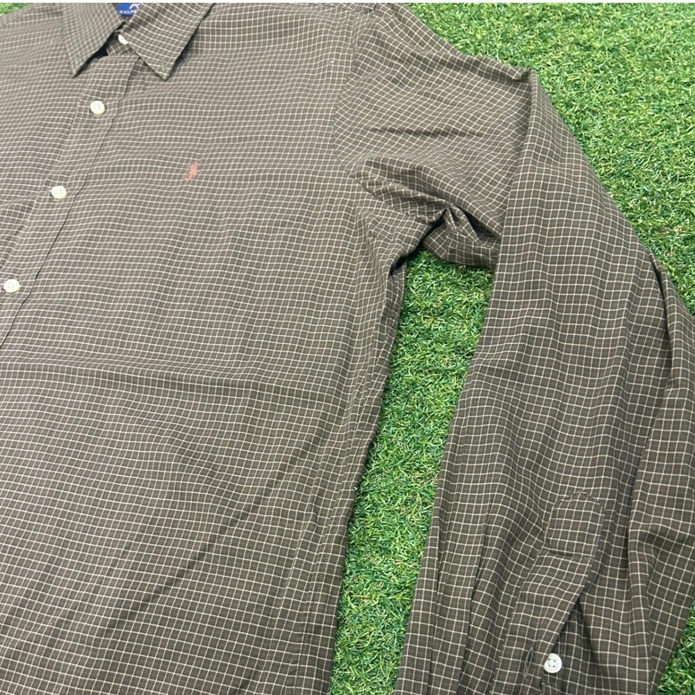 Polo Ralph Lauren Mens Brown Check Long Sleeve Button Down Shirt Classic Fit L - Picture 4 of 7